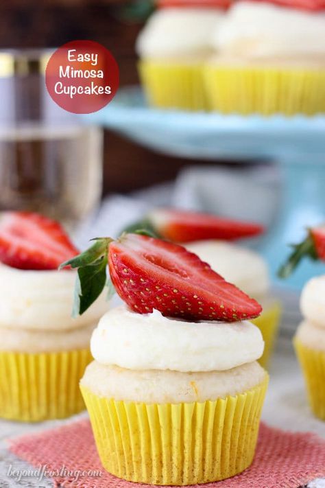 Easy Mimosa Cupcakes Mimosa Cupcakes, Easy Mimosa, Rainbow Bread, Beyond Frosting, Boozy Cupcakes, Cupcakes Easy, Champagne Cupcakes, Fun Cupcake Recipes, Cream Frosting