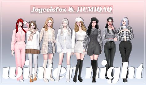 ❄️Winter Night❄️ | Patreon Winter Fasion, Masculine Clothing, Pelo Sims, Tumblr Sims 4, Cold Weather Outfit, Sims 4 Dresses, Night Tops, Sims Four, Snow Outfit