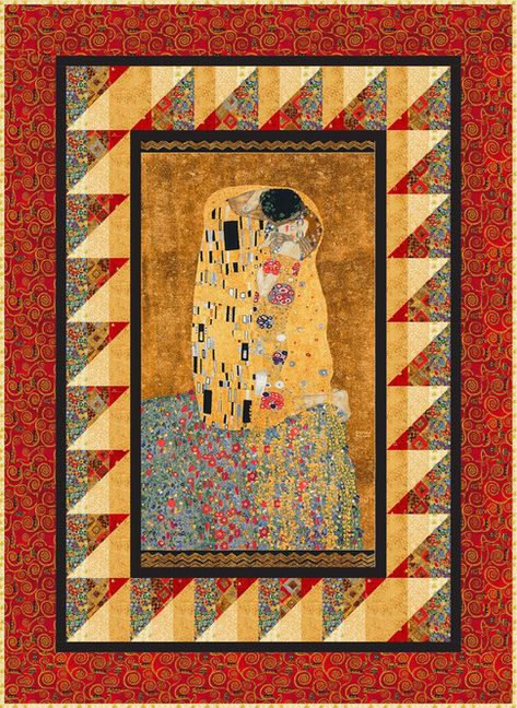 Gustav Klimt Art, Klimt Art, Japanese Quilts, The Quilt Show, Robert Kaufman Fabrics, The Kiss, Panel Quilts, Fabric Yardage, Robert Kaufman