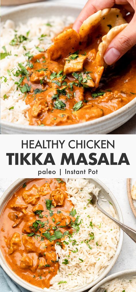 Healthy Crockpot Indian Recipes, High Protein Tikka Masala, Gluten Free Tikka Masala, Indian Chicken Recipes Healthy, Chicken Tikka Masala Meal Prep, Coconut Milk Tikka Masala, Whole 30 Chicken Tikka Masala, Chicken Tikka Masala Dairy Free, Healthy Chicken Masala