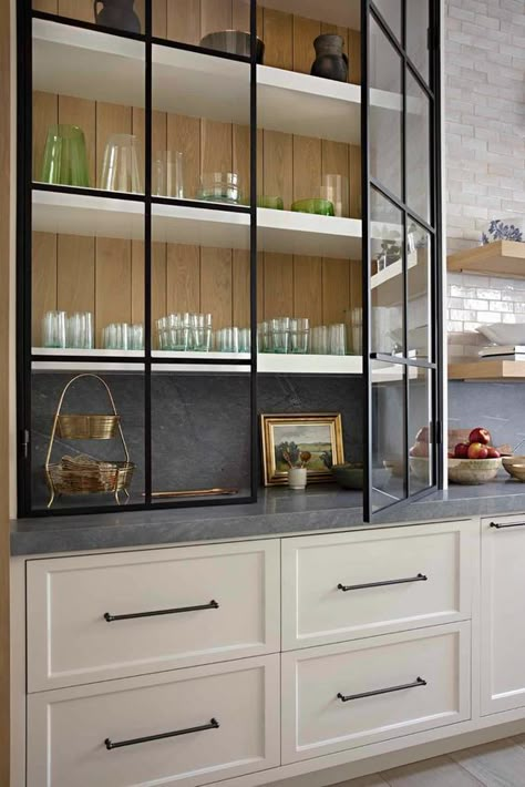 Ideas And Expert Tips On Glass Kitchen Cabinet Doors Glass Cabinet Kitchen Display, Style Kitchen Cabinets With Glass Doors, Upper Cabinets With Glass Doors, Metal And Glass Kitchen Cabinets, Metal Glass Upper Cabinets, Patterned Glass Kitchen Cabinets, Kitchen Cabinet Glass Door Ideas, Cabinet Glass Door Ideas, Styling Glass Kitchen Cabinets