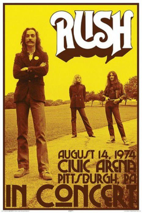 Rush (1974) Pittsburgh Funky Music Poster, Planet Caravan, Rush Poster, Rush Concert, Rush Band, Neil Peart, Vintage Concert Posters, Music Concert Posters, Vintage Music Posters