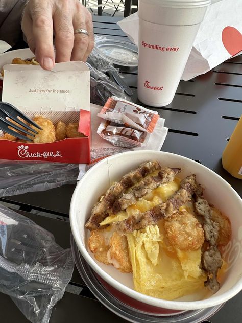 Chick Fil A Breakfast, Fast Food Places, Small Patio Garden, Midwest Living, Waffle House, Food Places, Capitol Hill, Chick Fil A, Sausage Recipes