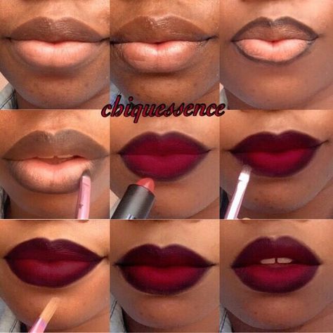 Red & Black Ombré Lips Spring Lipstick, Make Up Diy, Makeup Tip, Lip Tutorial, Makeup For Black Skin, Lip Makeup Tutorial, Ombre Lips, Makijaż Smokey Eye, Makeup Hacks