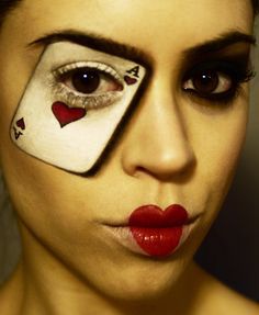 Extreme Make-up, Hearts Makeup, Queen Of Hearts Makeup, Halloweenský Makeup, Heart Costume, Queen Of Hearts Costume, Theatrical Makeup, Special Effects Makeup, Fx Makeup