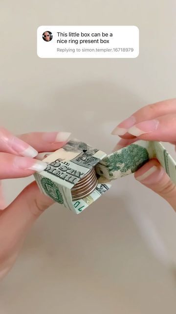 Folding Money For Gifts, Folded Dollar Bills Easy, Folding Dollar Bills, Diy Money Box Ideas, Money Origami Easy, Money Gifts Creative, Dollar Bill Gift, Money Box Diy, Fold Dollar Bill