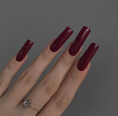 Claret Nails, Long Red Nails, Long Fingernails, Casual Nails, Glow Nails, French Acrylic Nails, Nails Only, Fire Nails, Nail Shop