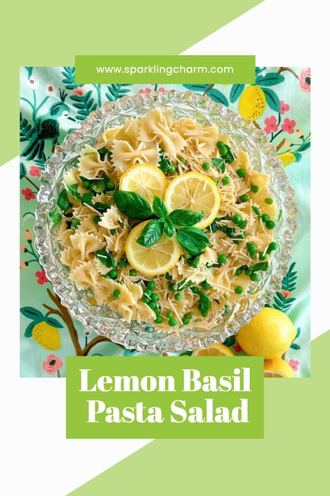 Lemon Basil Pasta Salad Lemon Basil Pasta Salad Trader Joes Recipe, Farfalle Pasta Salad, Lemon Pasta Salads, Lemon Basil Pasta, Basil Pasta Salad, Basil Pasta Recipes, Pasta Salad Ingredients, Farfalle Pasta, Basil Pasta