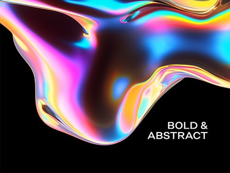 Melted holographic liquid shape by Paul Rover on Dribbble Holographic Graphic Design, 2025 Graphic, Instagram Design Creative, 3d Icons, Graphic Design Trends, Instagram Design, Graphic Design Portfolio, Shape Design, Game Design