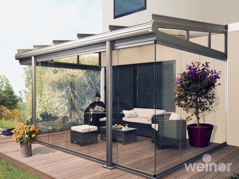 Weinor Glasoase Glass Room Extension, Glass Rooms, Ideas Terraza, Garden Room Extensions, Room Extensions, Glass Extension, Pergola Attached To House, House Extension Design, Glass Room