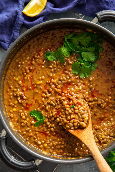 Whole Masoor Dal (Sabut Masoor Dal) | J Cooking Odyssey Whole Masoor Dal Recipe, Brown Lentil Curry, Indian Dinner Menu, Curried Lentils, Dhal Recipe, Vegan Instant Pot, Indian Lentils, Recipes Veg, Bar Snacks