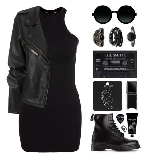 "Rocker Chic" by felytery ❤ liked on Polyvore featuring New Look, Moscot, Dr. Martens, TokyoMilk, Goody, Floyd, Topshop, Illamasqua, Cuero and Pieces Women Fashion Edgy, Hipster Outfits, Rock Punk, Rocker Chic, Rock Chic, Edgy Outfits, Looks Vintage, Rock Style, Womens Fashion Trends