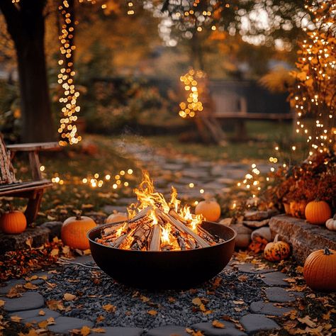 16 Backyard Fire Pit Area, Warm Fall Decor, Cozy Fire Pit, Backyard Firepit Area, Autumn Fire, Backyard Fire Pit, Cozy Fall Decor, Rustic Pumpkin, Fun Fall Activities