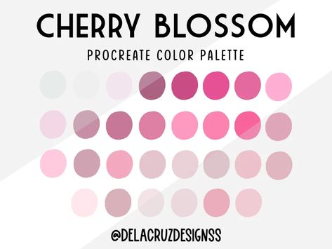 Cherry Blossom Procreate, Cherry Blossom Color Palette, Blossom Color Palette, Procreate Swatches, Cherry Blossom Color, Aesthetic Paint, Procreate Palette, Coloring Stuff, Pink Color Palette