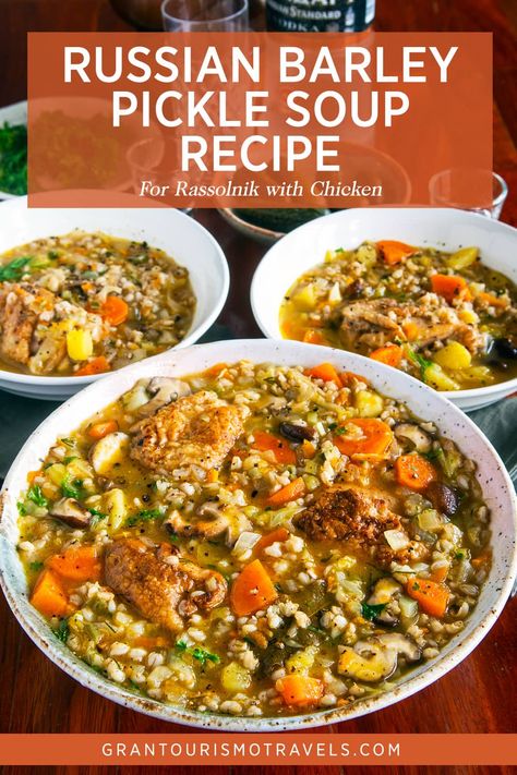 Rassolnik Soup, Russian Soup Recipes, European Soup Recipes, Best Cabbage Recipe, Chicken Barley Soup, Pickle Soup, Barley Recipe, Healthy Food Motivation, Cooking Ingredients