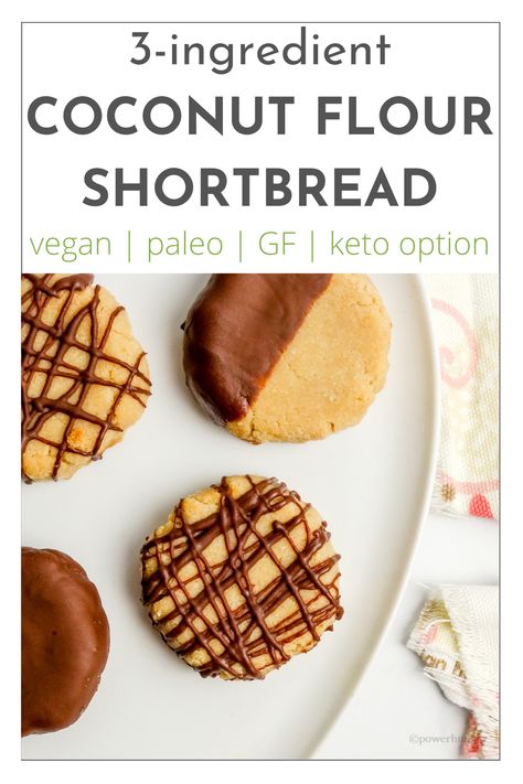 3-ingredient coconut flour shortbread! Made with coconut flour, sweetener, coconut oil), these fast, easy cookies are also nut-free, gluten-free, grain-free, Paleo, and keto-friendly (with 1 ingredient swap). #keto #ketocookies #coconutflour #coconutflourcookies #vegan #eggfree #nutfree #dairyfree #3ingredients #easy #easyrecipe #paleo #paleocookies #coconutflourshortbread #grainfree #glutenfree #cleaneating #cleaneats #fitnessfood #easyketo #veganketo #cleaneating #cleaneats Coconut Flour Shortbread, Coconut Sugar Recipes, Healthy Holiday Baking, Coconut Flour Cookies, Grain Free Cookies, Super Cookies, Paleo Cookies, Cookie Snack, Low Carb Baking