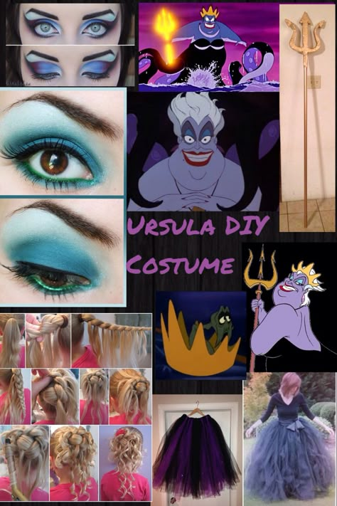 Complete DIY Ursula Costume Disney Ursula Costume Diy, Womens Ursula Costume Diy, Adult Ursula Costume Diy, Diy Ursella Costume, Ursula Crown Diy, Diy Ursula Costume Women Easy, Ursella Costume Diy, Ursula Hair Diy, Ursella Costume