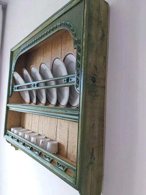 Wooden Plate Rack - Etsy New Zealand Plate Rack Cabinet, Wooden Plate Rack, Plate Rack Wall, Kitchen Cabinet Inspiration, Cabinet Inspiration, Farmhouse Laundry, Plate Rack, Wooden Plate, Furniture Refinishing