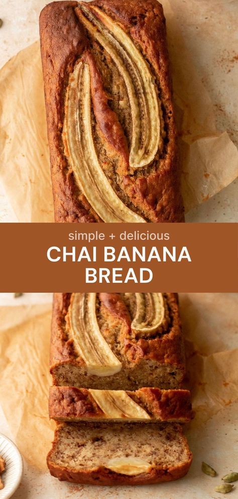 This chai banana bread is soft and moist and features masala chai spices! It’s the perfect cosy recipe to bake this weekend. Chai Spiced Banana Bread, Spiced Banana Bread Recipe, Chai Banana Bread, Diy Spice Mix, Sweet Banana Bread, Chai Spices, Chai Recipe, Diy Spices, Moist Banana Bread