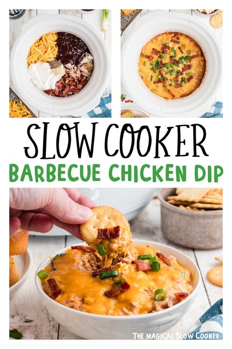 Slow Cooker Barbecue Chicken Dip Barbecue Chicken Dip, Spicy Chicken Dip, Slow Cooker Sunday, Crockpot Dips, Superbowl Foods, New Year's Snacks, Magical Slow Cooker, Crock Pot Dips, The Magical Slow Cooker