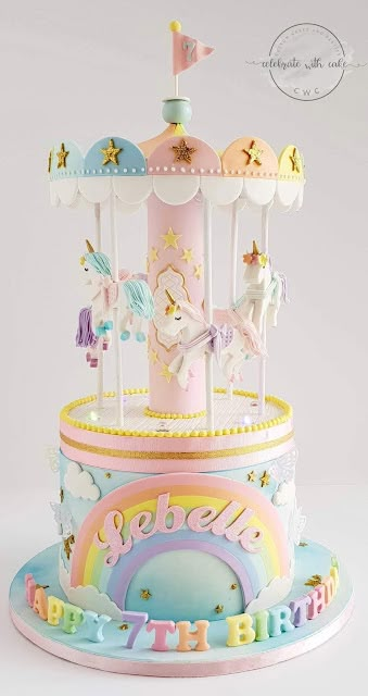 Unicorn Carousel, Carousel Cake, Unicorn Birthday Cake, Savory Cakes, Unicorn Cake, Rainbow Unicorn, Bundt Cake, Unicorn Birthday, Pastel Rainbow