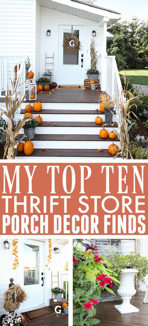 Thrift Store Porch Decor | The Creek Line House Thrift Store Diy Projects, Dollar Store Christmas Crafts, Thrift Store Diy, Old Crates, Thrift Store Decor, Winter Porch, Thrift Store Crafts, Farmhouse Ideas, Front Porch Decorating