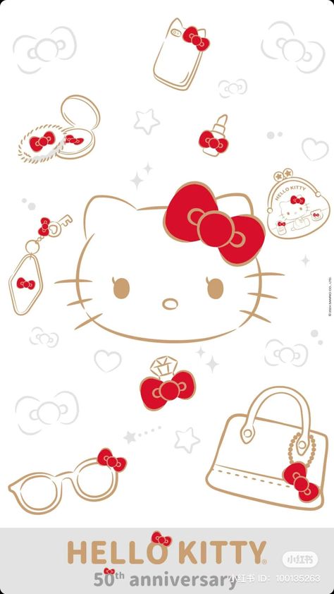 Hello Kitty 50th Anniversary Wallpaper, Hello Kitty 50th Anniversary, Kitty Illustration, Sanrio Danshi, Chanel Wallpapers, Pink Sanrio, Sanrio Wallpapers, Kitty Style, Pink Wallpaper Hello Kitty