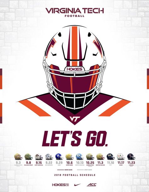 Virginia Tech Nails Art, Virginia Tech Aesthetic, Virginia Tech Painting, American Football Poster, Football Edits, Twitter Template, Sports Creative, College Sports Graphics, Virginia Tech Football