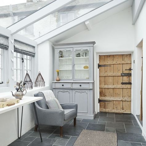 Tones of grey are a great alternative to beige when going for a neutral colour scheme Small Conservatory Ideas, Conservatory Interiors, Small Conservatory, Conservatory Flooring, Conservatory Interior, Conservatory Decor, Conservatory Ideas, Conservatory Design, Entrance Halls