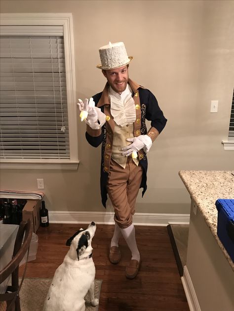 Lumiere And Plumette Costume, Diy Lumiere Costume, Lumiere Costume Diy, Lumiere Costume Beauty And The Beast, Lumiere Cosplay, Fifi Costume Beauty And The Beast, Beauty And The Beast Jr Costumes, Lumiere Costume, Lumiere Makeup Beauty And The Beast