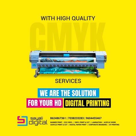 WITH HIGH QUALITY SERVICES, WE ARE THE SOLUTION FOR YOUR HD DIGITAL PRINTING!!! . . 𝐒𝐚𝐲𝐥𝐢 𝐃𝐢𝐠𝐢𝐭𝐚𝐥 Instagram link : https://instagram.com/sawaidesignstudio02igshid... Contact No: 8624867361 / 7038233284 /9604455467 #graphicdesigner #printing #printingservices #printdesign #bannerprinting #banners #bannerdesign #acrylic #lamination #uvprinting #digitalbranding #DigitalPaperPrint Printing Services Poster, Business Banner Design, Tshirt Printing Business, Digital Printing Services, Digital Banner, Media Design Graphics, Business Banner, Tshirt Printing, Banner Advertising