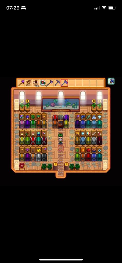 Storage Stardew Valley, Storage Shed Stardew Valley, Stardew Valley Shed Layout Chest, Chest Organization Stardew Valley, Stardew Valley Organization, Stardew Storage Shed, Stardew Chest Organization, Stardew Valley Storage Shed, Stardew Valley Chest Organization