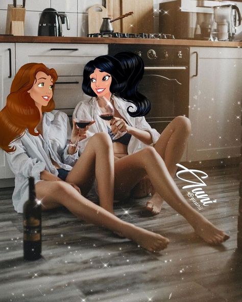 85 Pics Of What Living Happily Ever After Looks Like For Disney Princesses, As Imagined By Russian Artist Guni Disney Swag, Disney Romance, Desenhos Gravity Falls, Disney Princess Modern, Images Disney, Disney Princess Fashion, Disney Princess Drawings, Twisted Disney, Princess Drawings