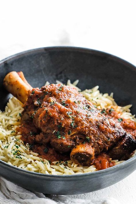 Lamb Shank With Orzo, Greek Vegetables, Lamb Roast Recipe, Lamb Shank Recipe, Lamb Leg Recipes, Lamb Loin Chops, Braised Lamb Shanks, Stew Meat Recipes, Lamb Chop Recipes