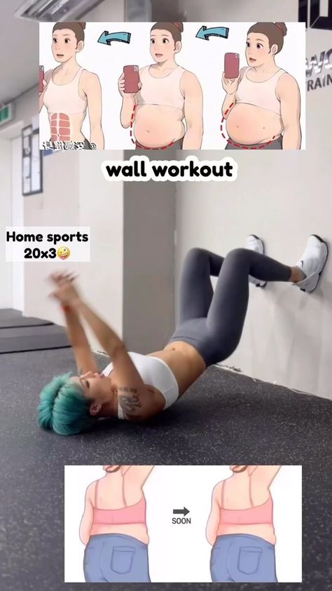 Latihan Dada, Wall Workout, Workout Without Gym, Gym Workout Videos, Trening Pilates, Flat Tummy, Gym Workout For Beginners, Gym Workout Tips, Belly Workout