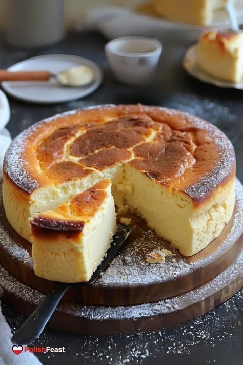 The creamy Polish cheesecake also known as Sernik is our favorite dessert! This recipe for sernik is very simple to make. Polish Cheesecake, Polish Cake, Creamy Cake, Farmer’s Cheese, Polish Desserts, Baked Dessert, Baked Cheesecake, Dinner Today, Fair Food