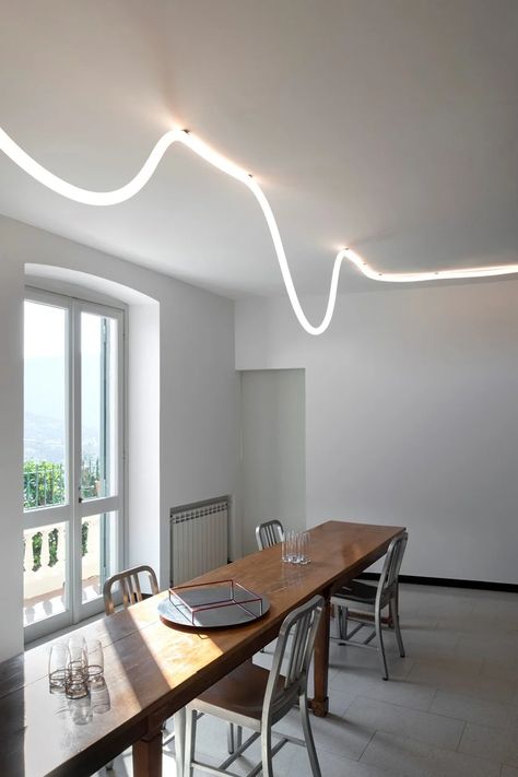 Linear Lighting Design, Artemide Lighting, Long Lamp, Bjarke Ingels Group, Ceiling Lamp Design, Bjarke Ingels, Lamp Ceiling, Led Tube Light, Led Tubes