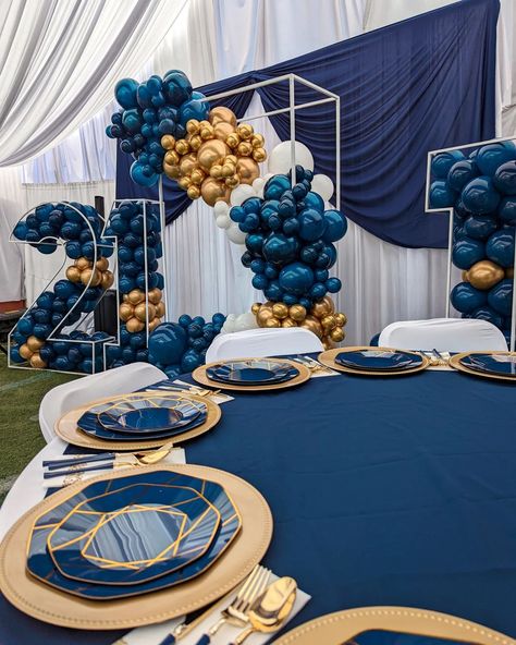 Men’s Birthday Backdrop, 18th Birthday Boy Decorations, 21st Birthday Blue Theme, 21st Birthday Ideas Men, 21st Birthday Decorations For Guys Decor, Boy 21st Birthday Ideas, Boys 21st Birthday Ideas Decorations, Boys 21st Birthday Ideas, Men Birthday Party Ideas Decoration