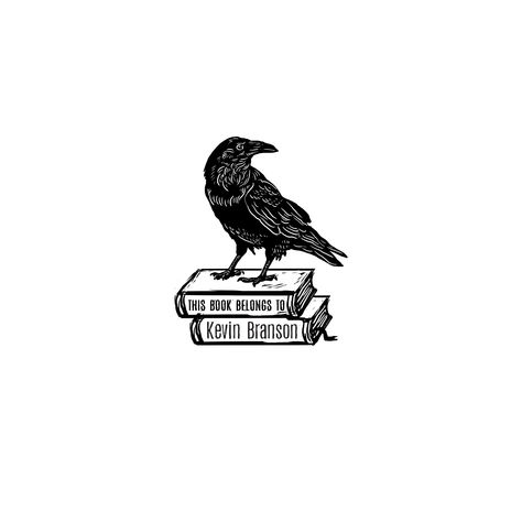 Ex-libris stamp, raven stamp, library stamp, book stamp, rubber stamp, hand carved, printing block, pottery stamp, postcard stamp Book Tags, Stamp Book, Pottery Stamp, Arte Peculiar, Postcard Stamps, Cat Stamp, Raven Tattoo, Stamp Blocks, Book Stamp