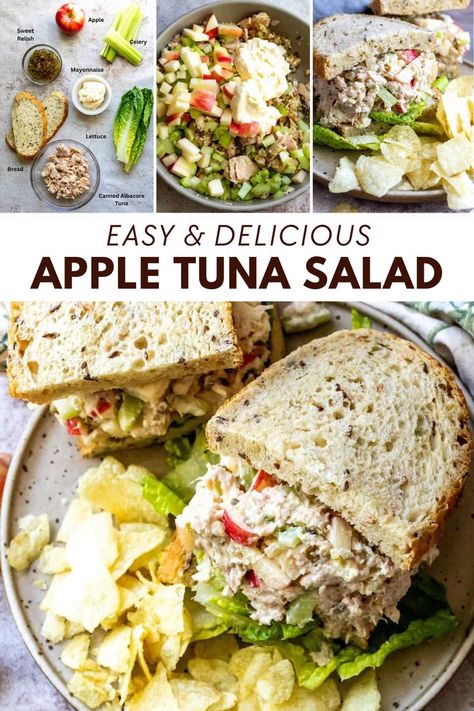 High-protein Apple Tuna Salad combines sweet, savory flavors together with juicy bits of apple and crunchy celery in every bite. This the perfect easy lunch idea or meal prep recipe for a quick and easy yet healthy meal. Tuna Salad Recipe With Apples, Fish Meal Prep, Tuna Lunch, Easy Lunch Idea, Best Tuna Salad, Healthy Tuna Salad, Easy Healthy Lunch Recipes, Dinner Meal Prep, Easy Healthy Lunches