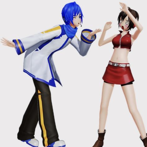 Meiko And Kaito Matching Pfp, Kaimei Vocaloid, Meiko X Kaito, Meiko And Kaito, Kaito And Meiko, Poly Couple, Meiko Vocaloid, Yosuke Hanamura, Kaito Shion