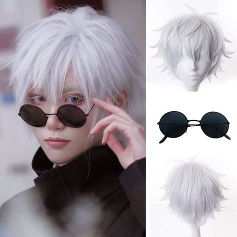 Jujutsu Kaisen Cosplay, Purple Cosplay, Anime Wigs, Purple Wig, Halloween Costume Party, Blue Wig, Short Straight Hair, Male Cosplay, Wig Caps