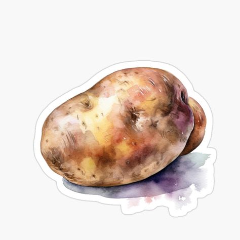 Potato Painting, Object Painting, Cute Potato, Watercolor Stickers, Bullet Journals, Beetles, Funky Art, Bottle Design, Food Truck