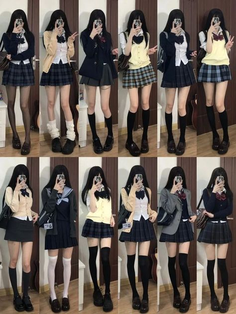 Korean Uniform Aesthetic, School Uniform Reference, Peony Aesthetic, Women Portrait, School Uniform Fashion, School Uniform Outfits, Street Outfits, Fashion Kawaii, Girl Fashion Style