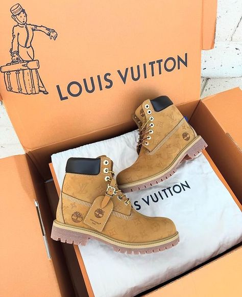 Louis Vuitton by @pharrell Men’s Fall Winter 2024 x @timberland Luxury Timberland Winter Boots, Louis Vuitton Timberland Boots, Pharrell Louis Vuitton, Luxury High-top Timberland Boots, Lv Pharrell Collection, Timberland Mens, Shoes Sneakers, Fall Winter, Louis Vuitton