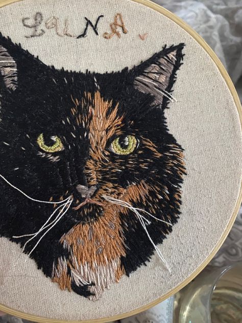 Embroidered Cat, Embroidery Cat Eyes, Black Cat Embroidery, Embroidery Cat Face, Black Cat Embroidery Simple, Cat Face Embroidery Pattern, Embroidered Cat Face, Tabby Cat Embroidery, Cat Embroidery