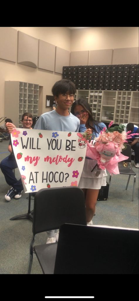 My Melody Promposal, Asian Hoco Proposals, Miraculous Ladybug Hoco Proposal, Hoco Proposals Ideas Rod Wave, My Melody Hoco Proposal, Hoco Poster Ideas Hello Kitty, Basic Hoco Proposals, Melanie Martinez Hoco Proposal, Choir Hoco Proposals