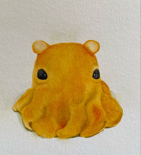 Dumbo Octopus Aesthetic, Dumbo Octopus Wallpaper, Cute Octopus Art, Dumbo Squid, Cute Sea Creatures Drawing, Dumbo Octopus Drawing, Clay Sea Creatures, Cute Octopus Drawing, Marine Watercolor