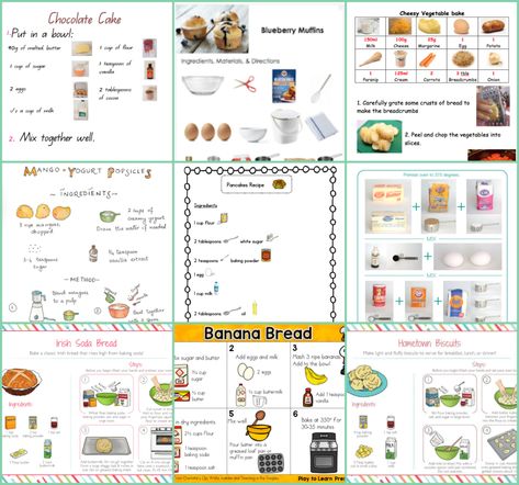 Easy Kids Pictorial & Illustrated Recipes to Try!, a diy craft post from the blog how we montessori on Bloglovin’ Kids Recipe Cards, Visual Recipes For Kids, Autumn Cooking, Kid Cooking, Easy Recipes For Kids, Montessori Kitchen, Preschool Cooking, Illustrated Recipes, Recipes Using Bananas