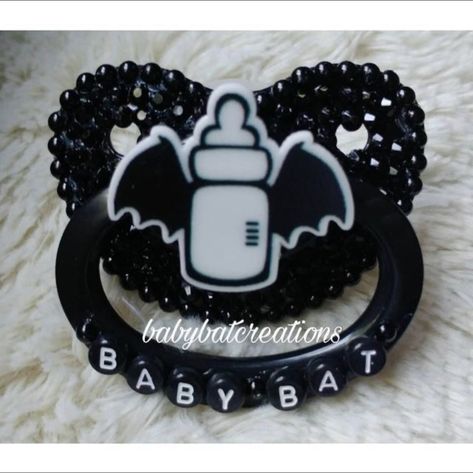 Deco Pacifier, Bling Pacifier, Gothic Baby, Goth Baby, Pet Spaces, Baby Bats, Little Things Quotes, Little Outfits, Baby Pacifier